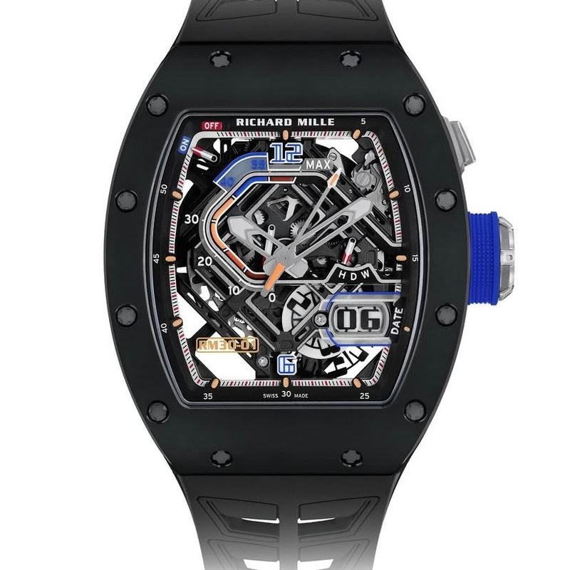 Richard Mille | RM 30-01 | Black Ceramic | Skeletonized Grade 5 Titanium | 1 year warranty